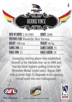2009 Select AFL Pinnacle #6 Bernie Vince Back